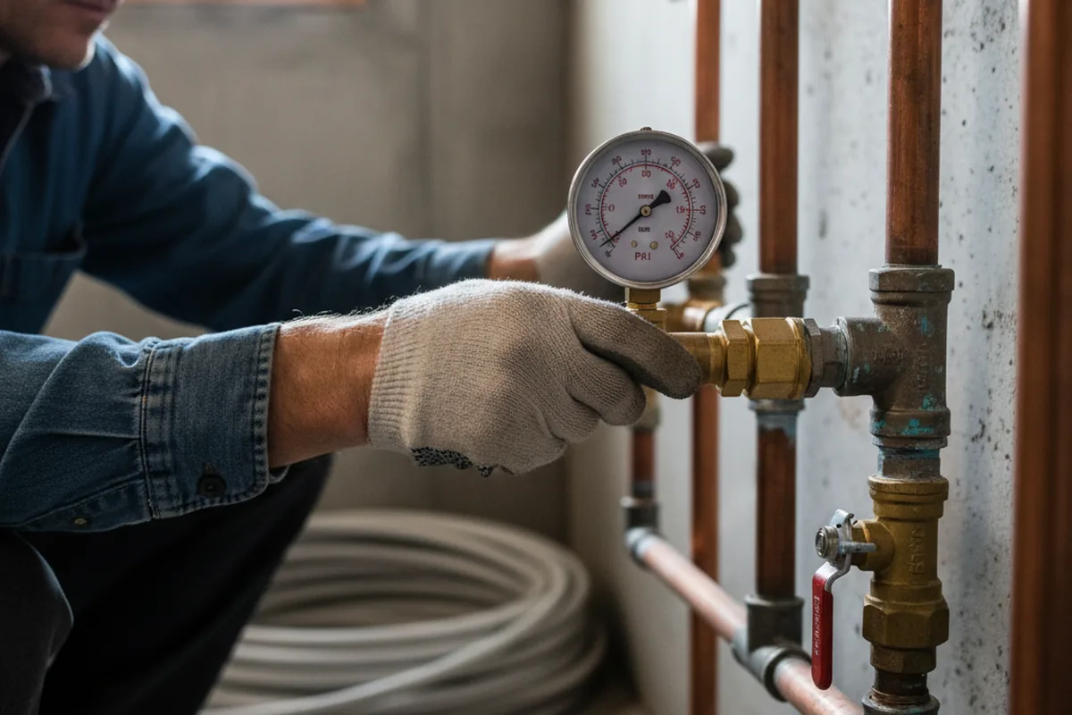 Pressure testing a repaired line during Water Line Repair in Willow